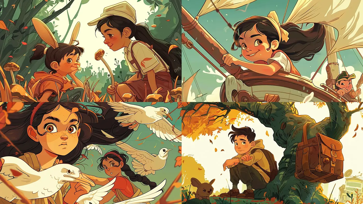 Warm and Lively Illustrated Adventure Style - Midjourney sref style
