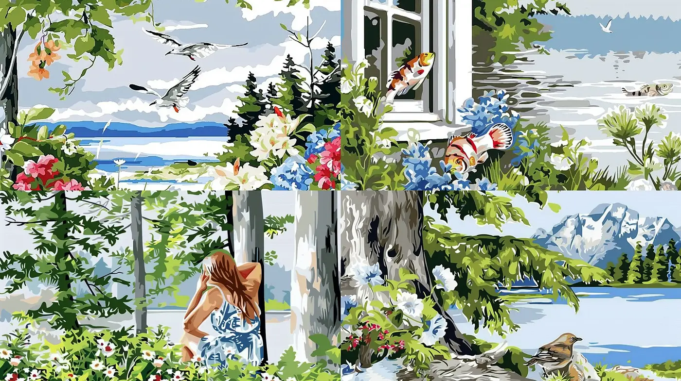 Serene Harmony of Nature with Vibrant Painterly Aesthetics - Midjourney sref style