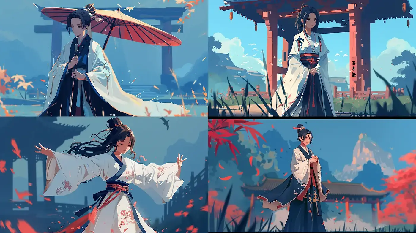 Serene Harmony of Traditional Aesthetics and Modern Illustration Techniques - Midjourney sref style