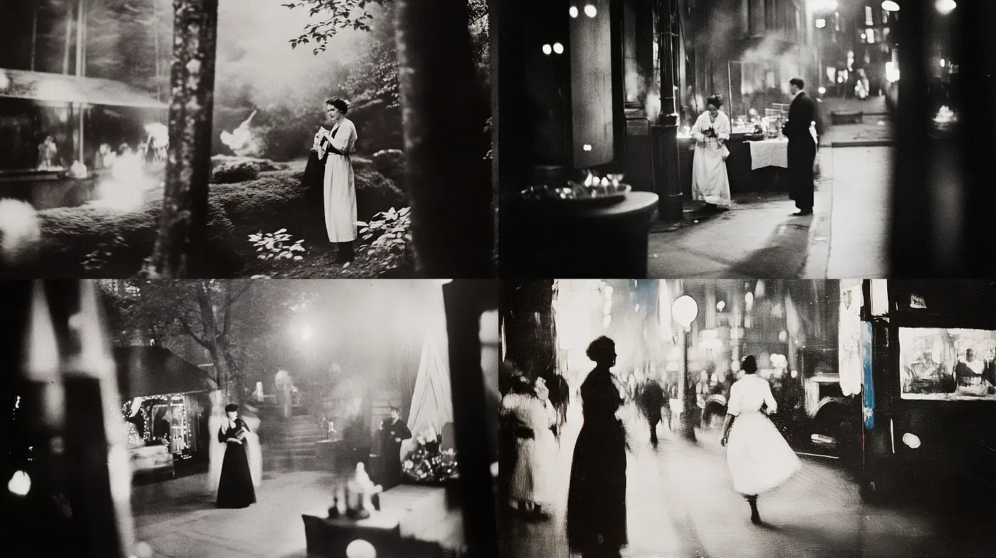Monochrome Whispers of Elegance: An Ode to Bygone Cinematography - Midjourney sref style