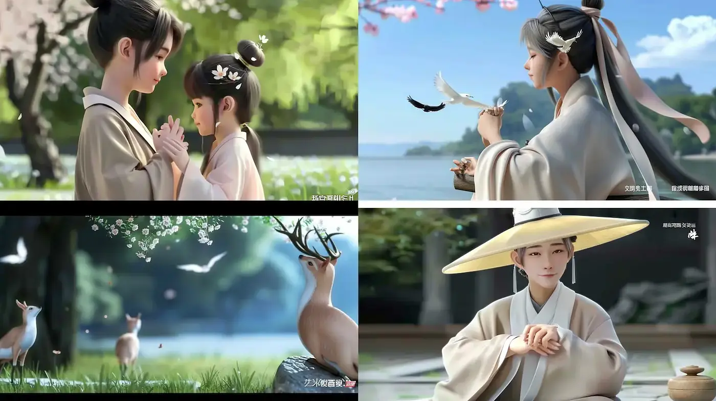 Serene and Harmonious Scenes Reflecting Traditional Aesthetics - Midjourney sref style