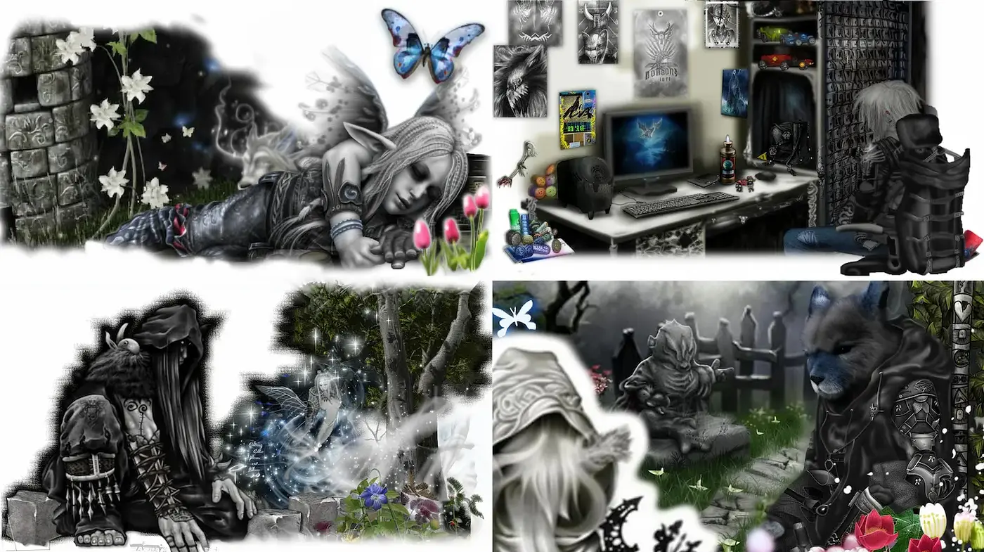 Dark Fantasy with a Touch of Surrealism and Nature - Midjourney sref style