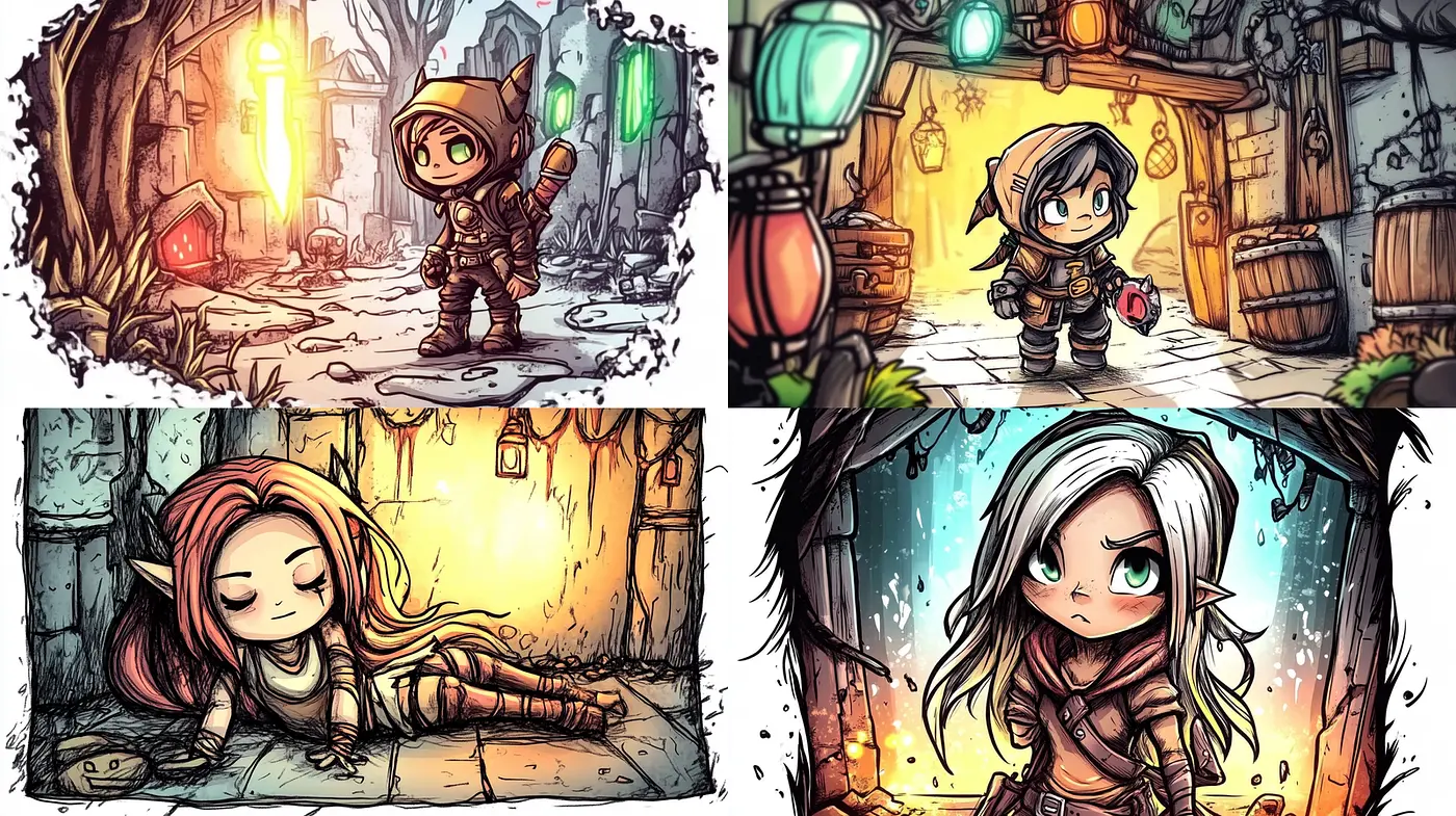 Whimsical Fantasy Illustrations with a Playful Character Design - Midjourney sref style