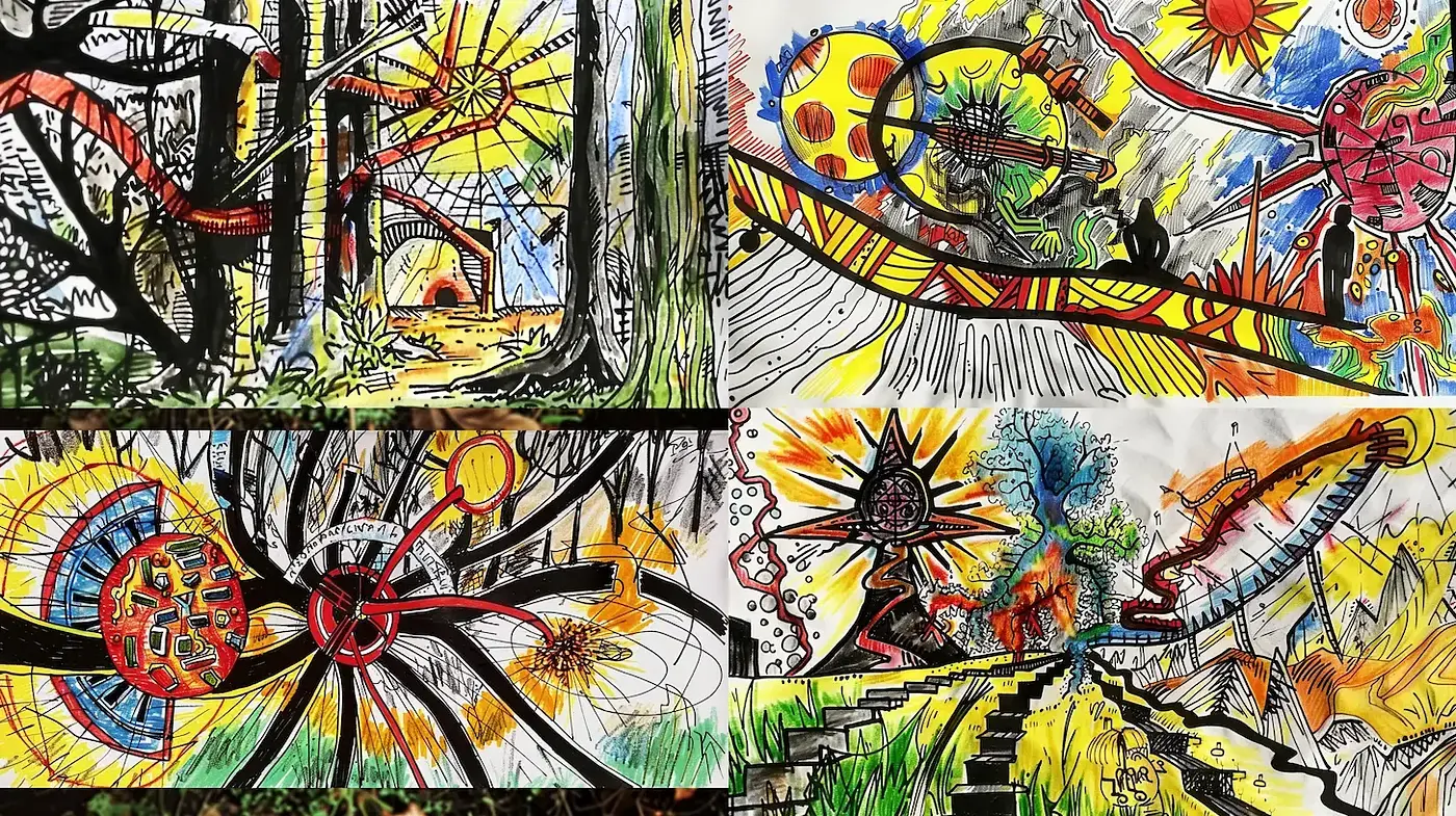 Vibrant Abstract Exploration with Dynamic Lines and Forms - Midjourney sref style