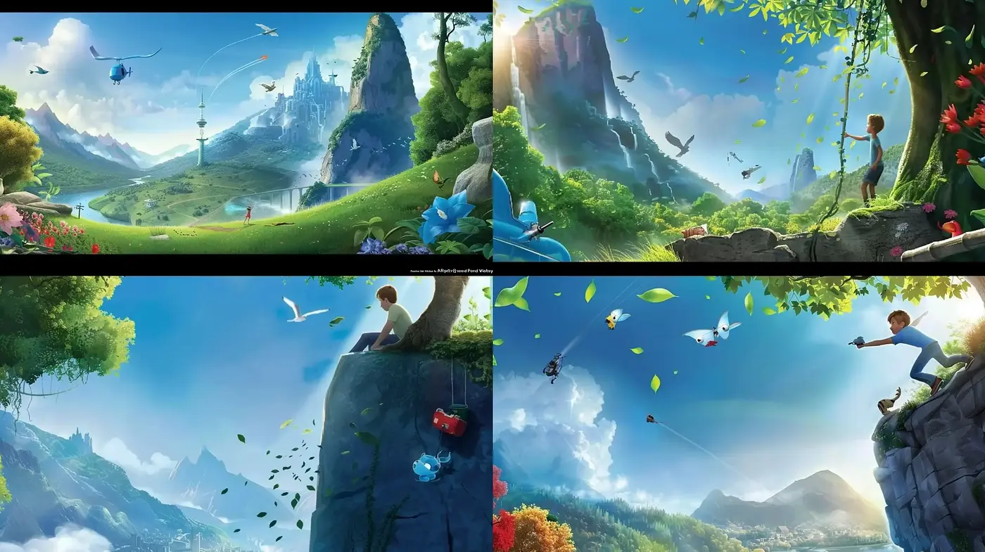 Lush Panoramic Fantasia: A Homage to Serene Fantasy Landscapes - Midjourney sref style