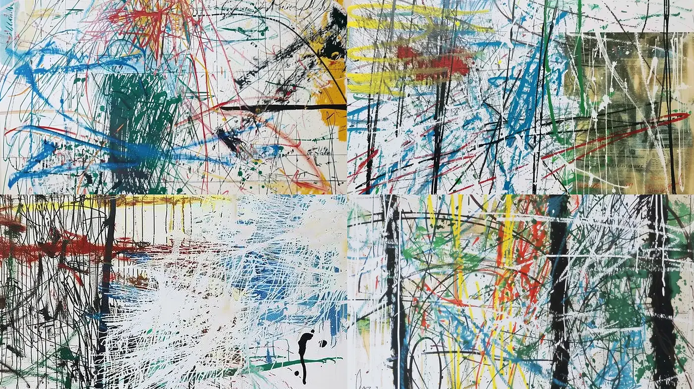 Abstract Expressionist Scratches and Color Splashes - Midjourney sref style