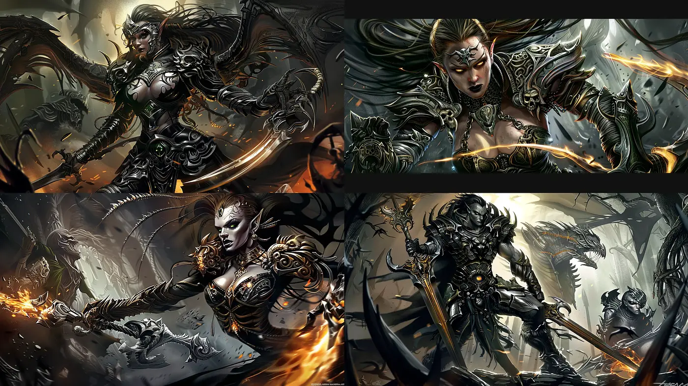 Epic Fantasy Battle Art with Mythological Undertones - Midjourney sref style