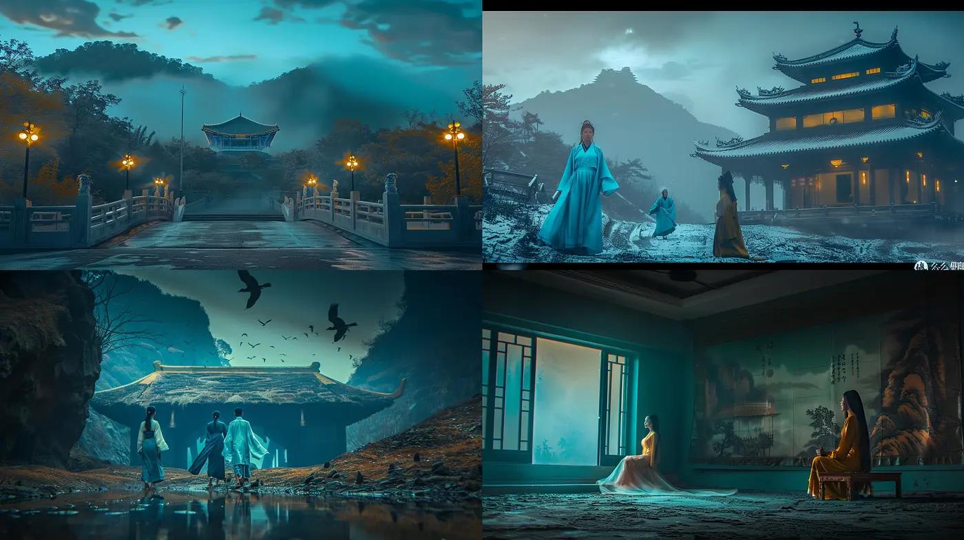 Serene Twilight Hues: A Cinematic Fusion of East Asian Elegance and Dusk's Mystique - Midjourney sref style