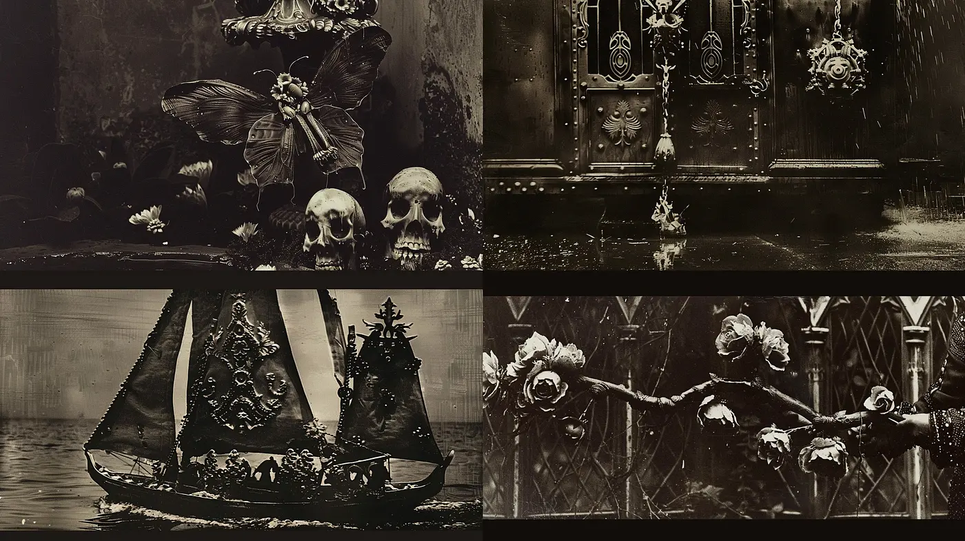 Gothic Elegance in Sepia Tones: A Melancholic Journey Through Stylized Dark Art - Midjourney sref style