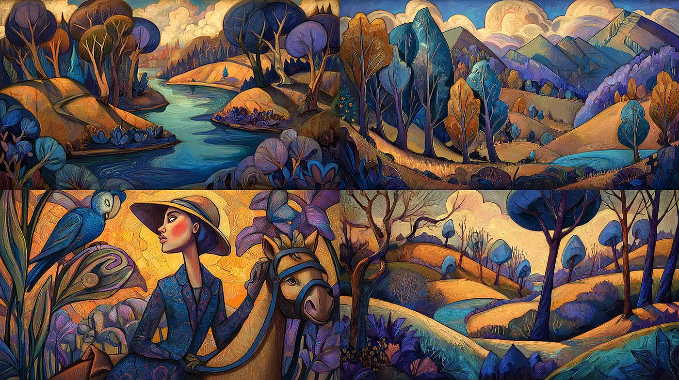 Vibrant and Whimsical Landscapes with a Sense of Depth - Midjourney sref style