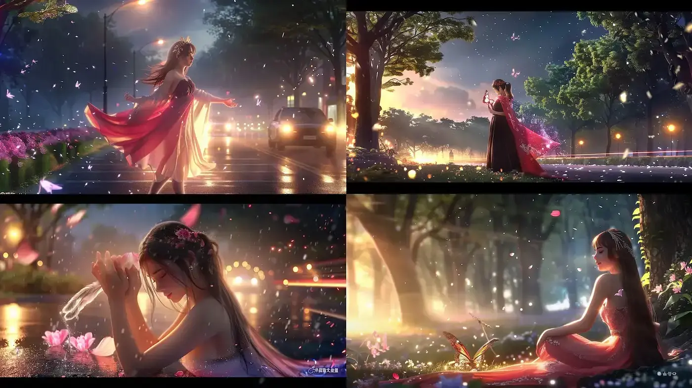 Ethereal Scenes with Romantic Lighting and Fluid Textures - Midjourney sref style