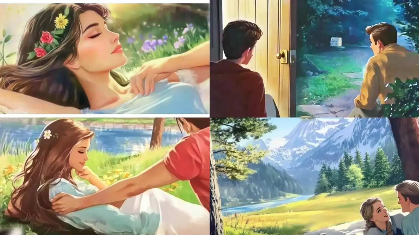Idyllic Nature-Infused Romantic Illustrations - Midjourney sref style