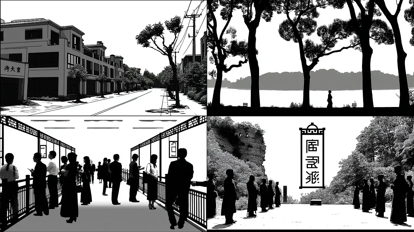 Monochrome Urban Landscapes with a Dramatic Flair - Midjourney sref style