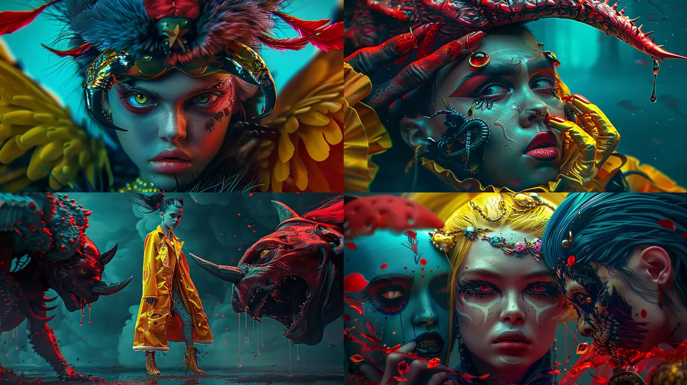 Ethereal Dreamscape: Surreal Elegance meets Vibrant Mythos - Midjourney sref style
