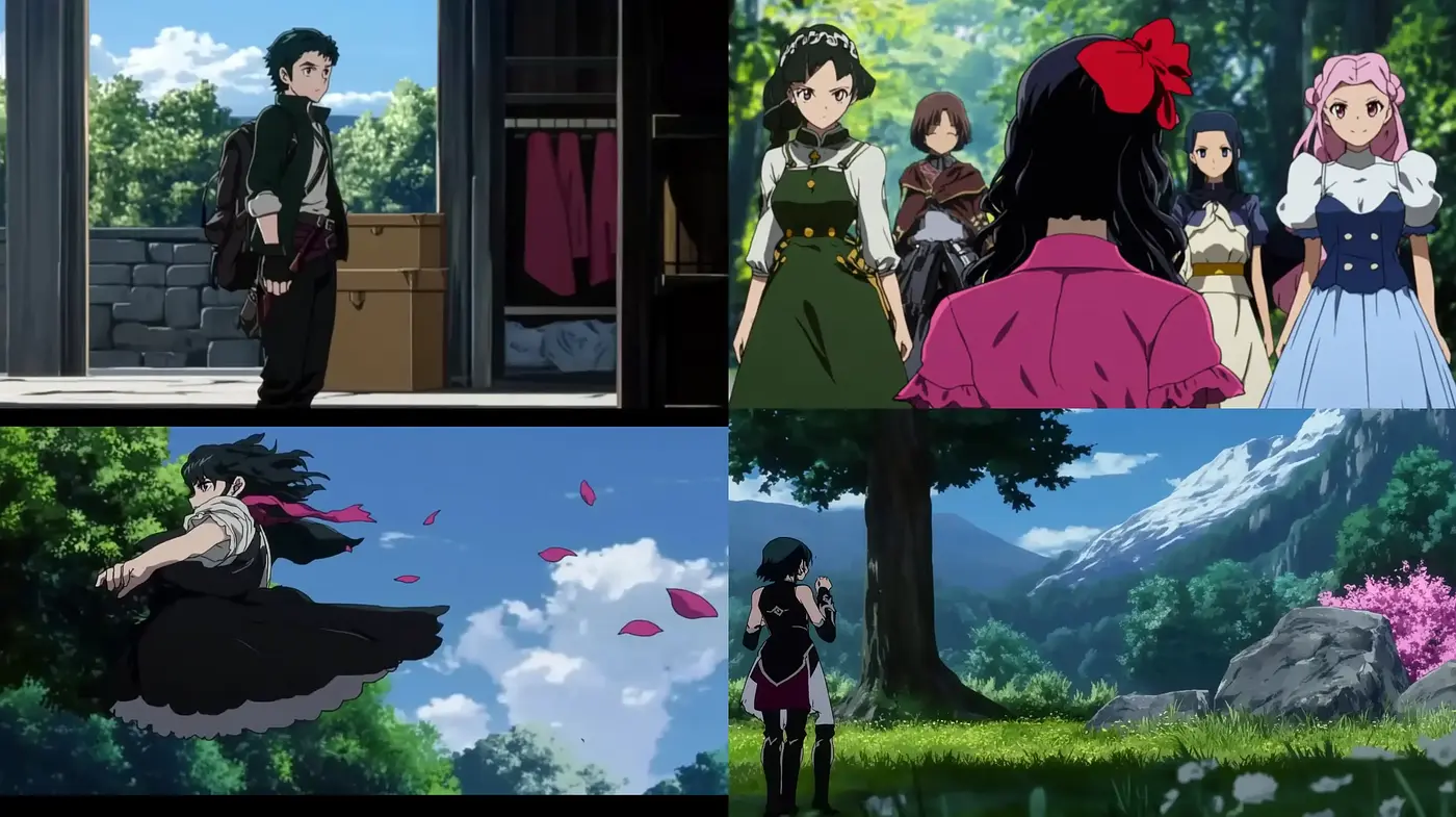 Harmonious Anime-Inspired Pastoral Scenes with a Vibrant Pop of Color - Midjourney sref style
