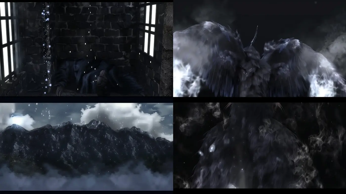 Mystical Monochrome Mountainscape with Ethereal Textures - Midjourney sref style