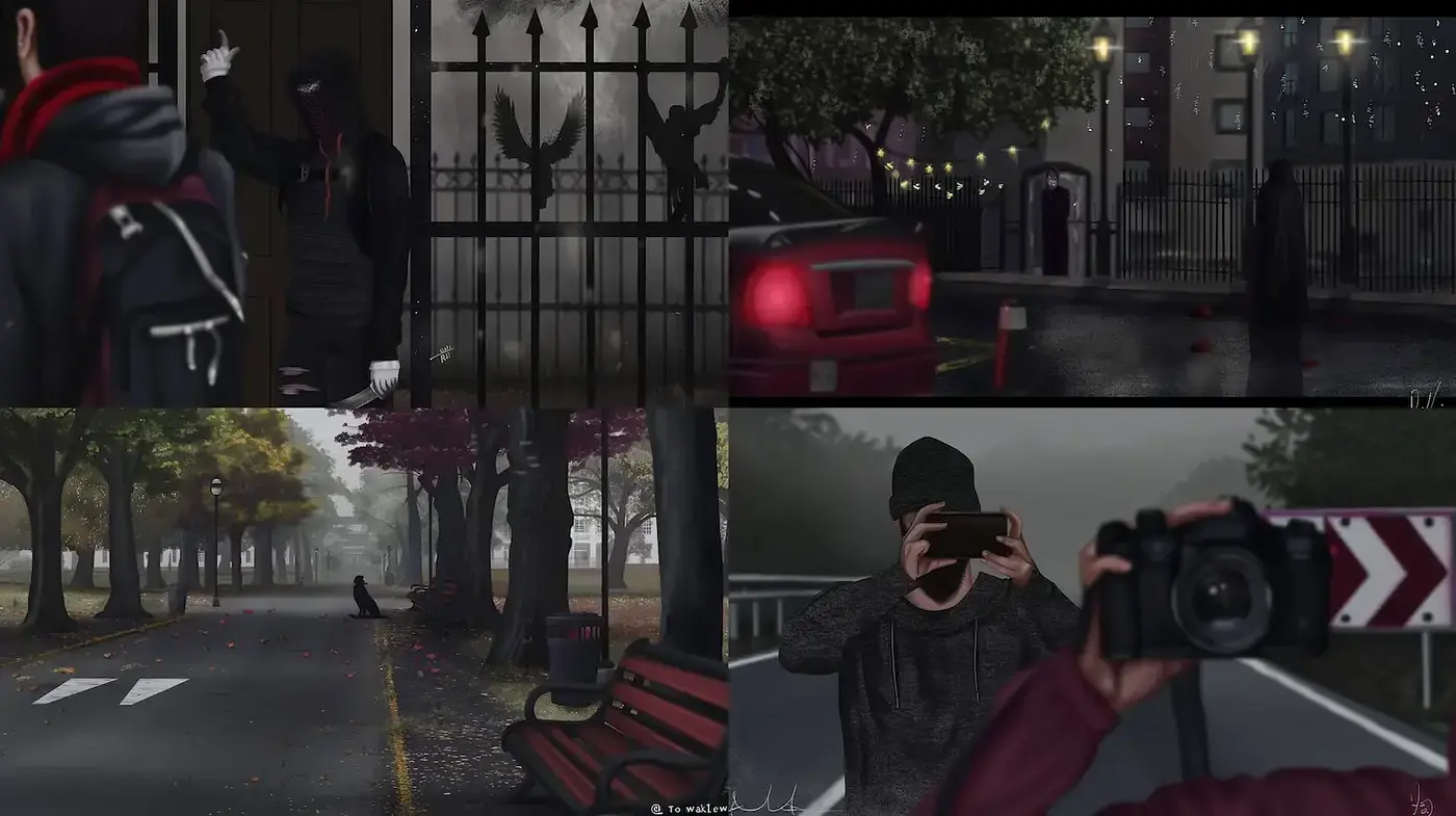 Moody urban narratives with a sense of mystery and introspection - Midjourney sref style