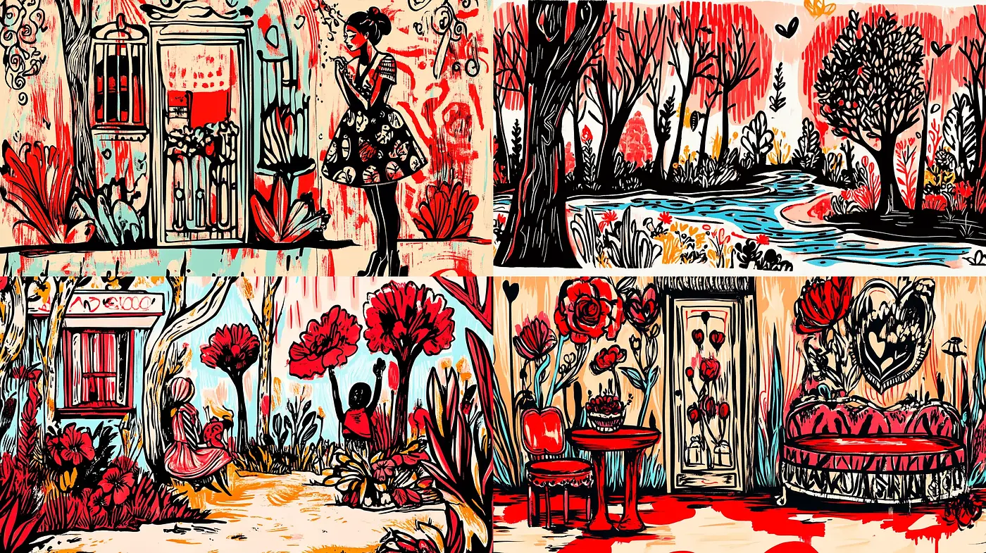 Vibrant Expressionist Crosshatching with a Heartfelt Ambiance - Midjourney sref style