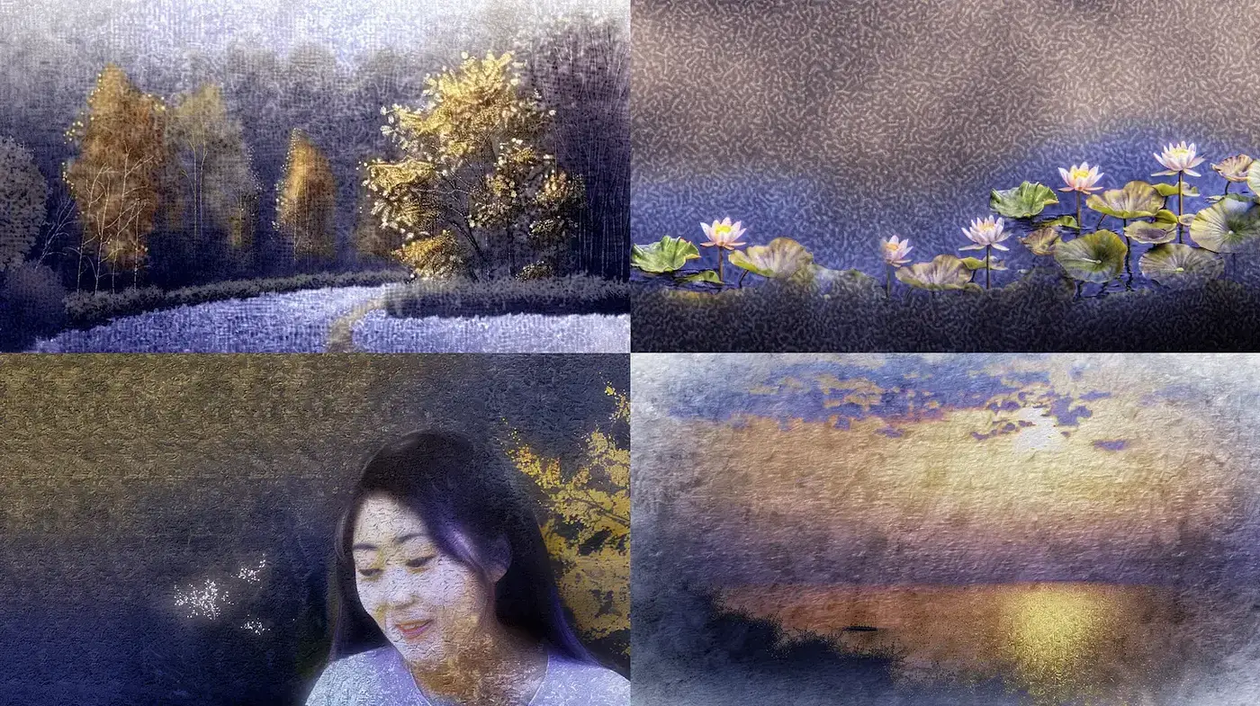 Dreamy, ethereal landscape with impressionistic elements - Midjourney sref style
