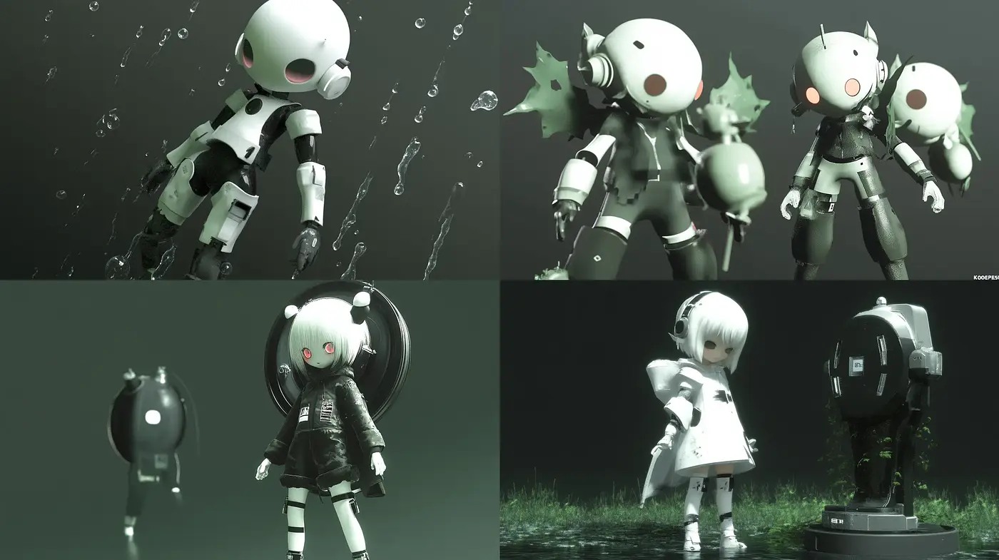 Futuristic Monochrome Robotics with a Hint of Elegance - Midjourney sref style