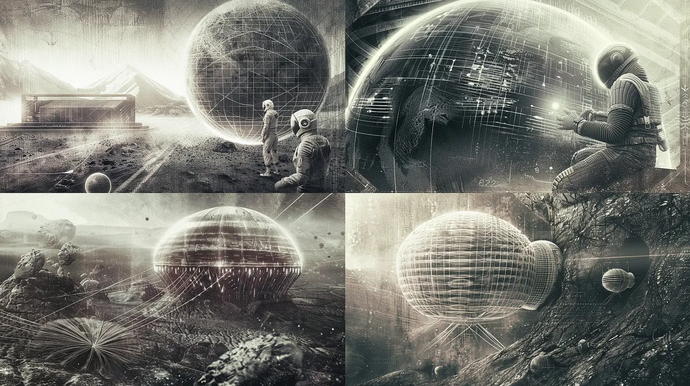 Ethereal Monochrome Dreamscape: Harmonizing Surrealism with Photorealistic Textures - Midjourney sref style