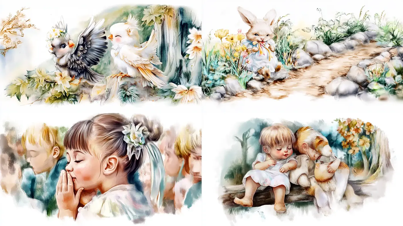 Whimsical Watercolor Storybook Inspirations - Midjourney sref style