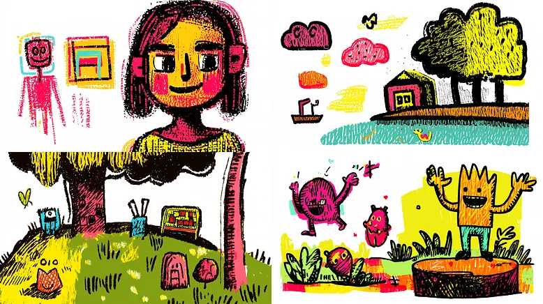 Whimsical and Vibrant Illustrations with a Playful Mood