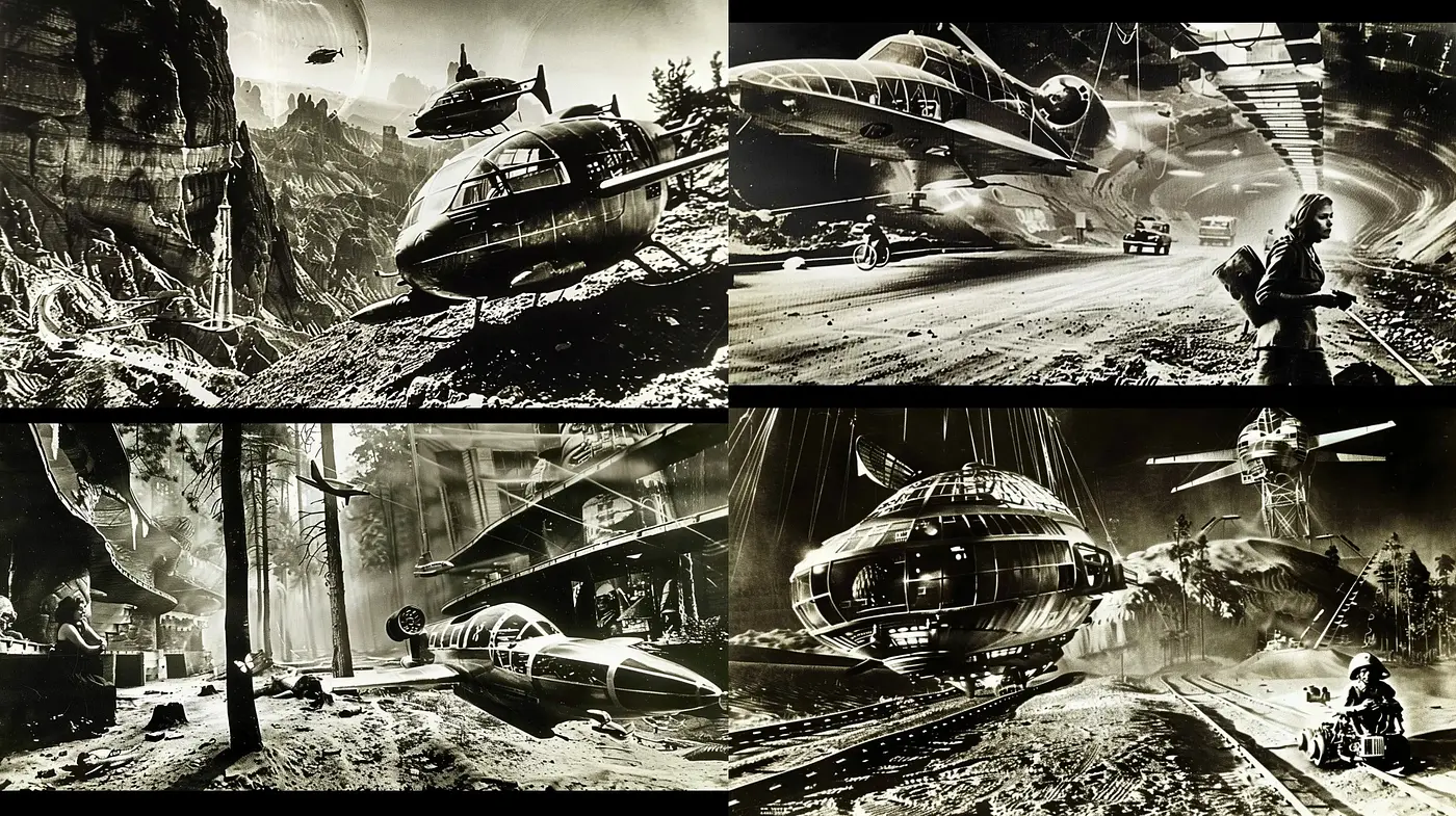 Futuristic Dystopian Visions with a Sepia-Toned Cinematic Flair - Midjourney sref style