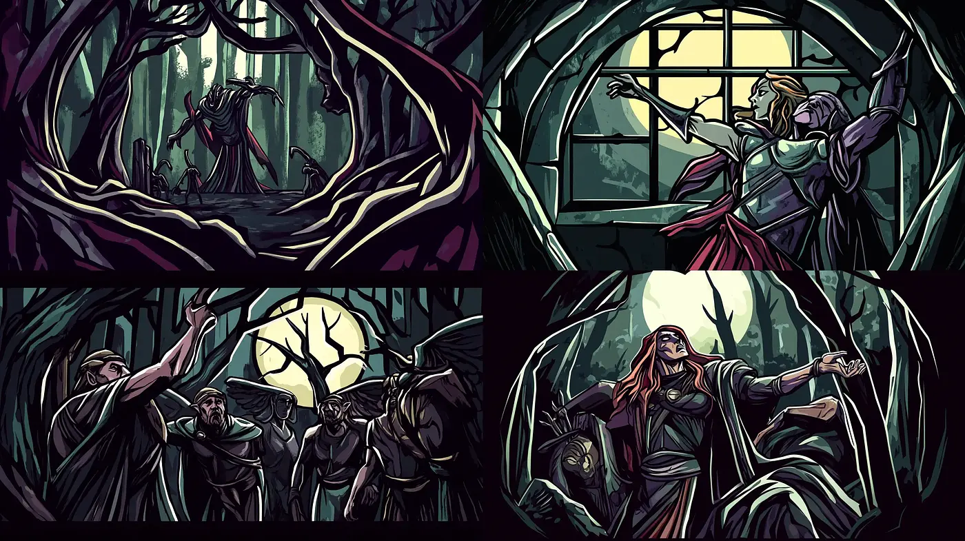 Gothic Comic Book Escapades: Stylized Tales of Mystery and Drama - Midjourney sref style