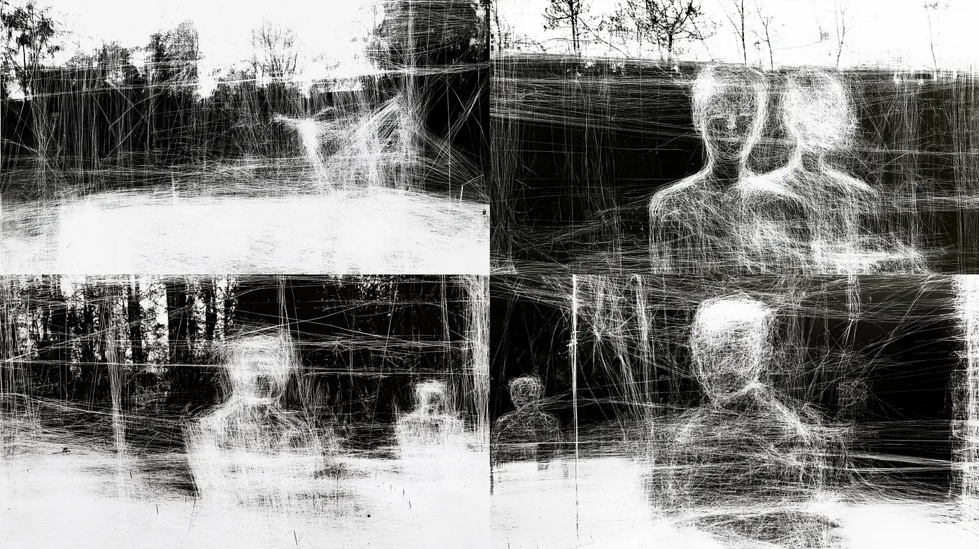 Ethereal Sketches: Abstract Charcoal Dance on Textured Canvases - Midjourney sref style