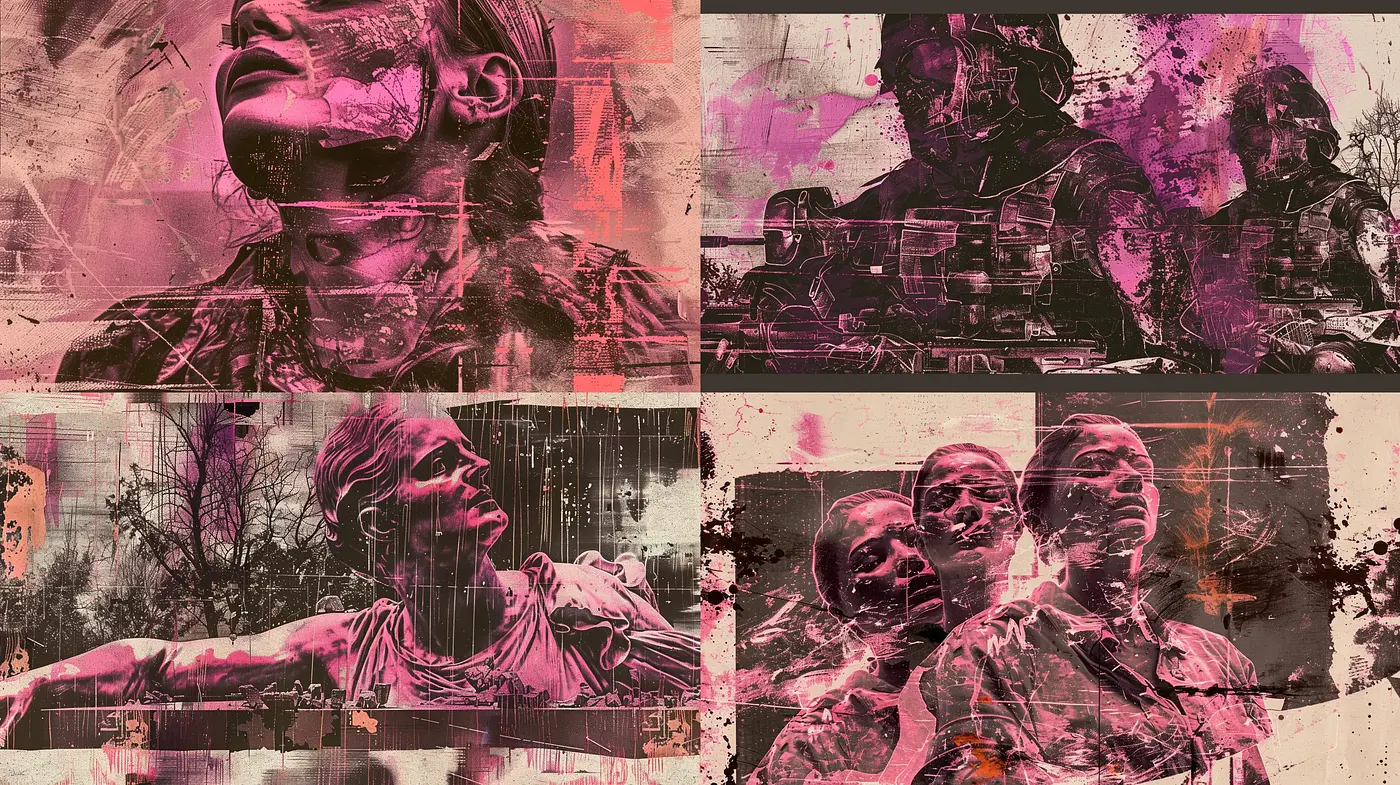 Abstract Expressionist Fusion with Dynamic Brush Strokes and Urban Complexity - Midjourney sref style