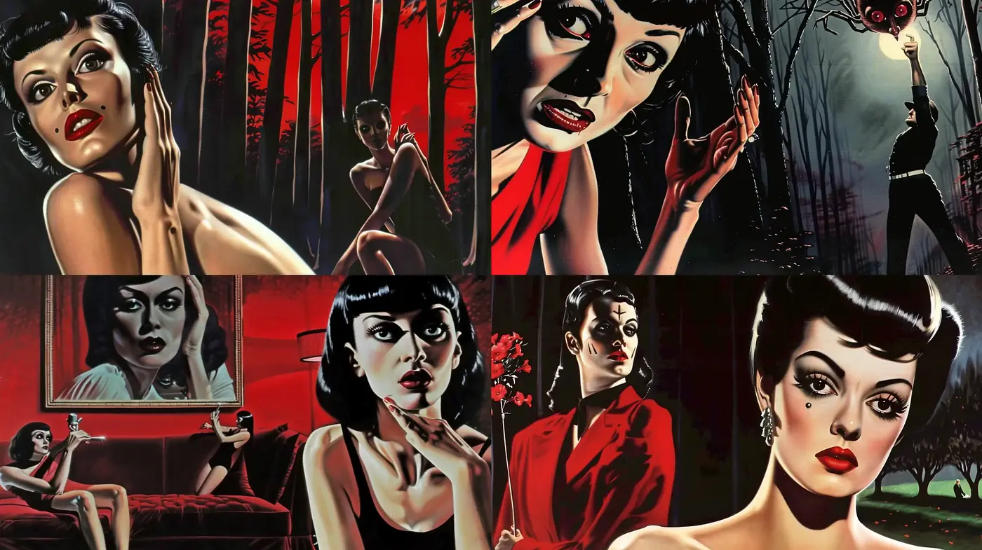 Noir-Inspired Cinematic Portrayal with Comic Book Undertones - Midjourney sref style