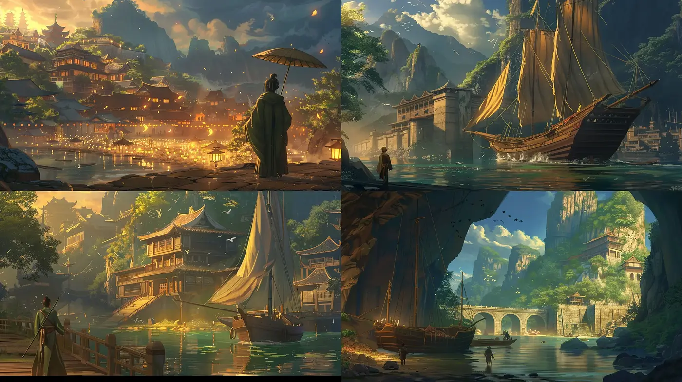 Ethereal Light and Ancient Landscapes: A Fusion of Idyllic Historical Harmony - Midjourney sref style