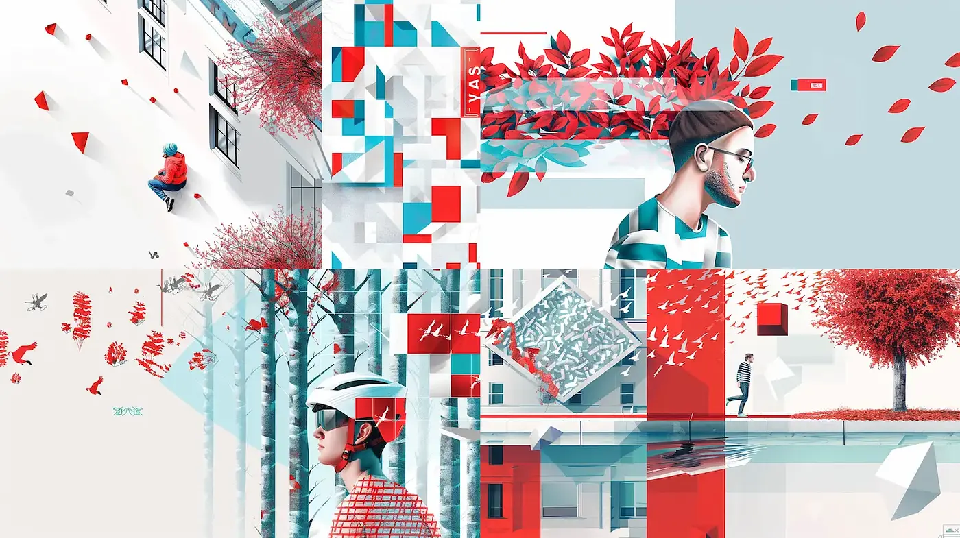 Modern Vivid Aesthetic with Geometric Influences and a Playful Mood - Midjourney sref style