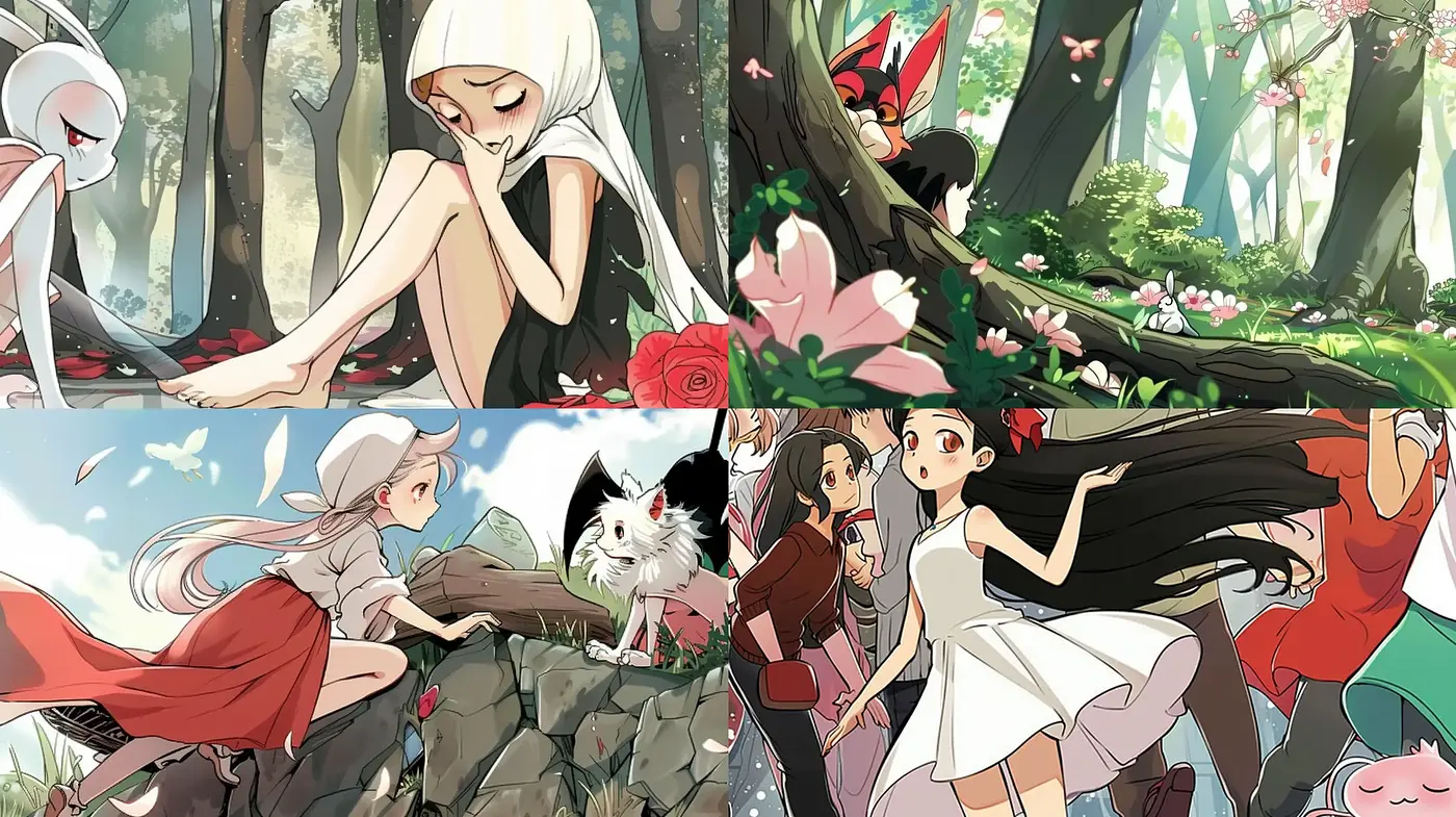 Enchanted Woodland Whimsy: A Serene Anime-Inspired Vivacity - Midjourney sref style