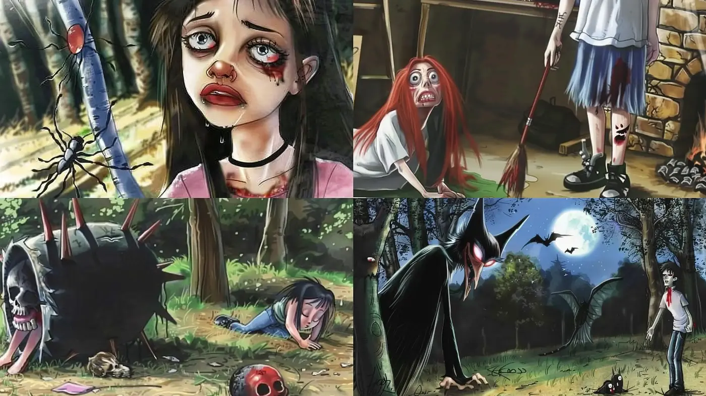 Eerie Macabre Grotesque: A Dark Fantasy Style with a Grim Visual Narrative - Midjourney sref style