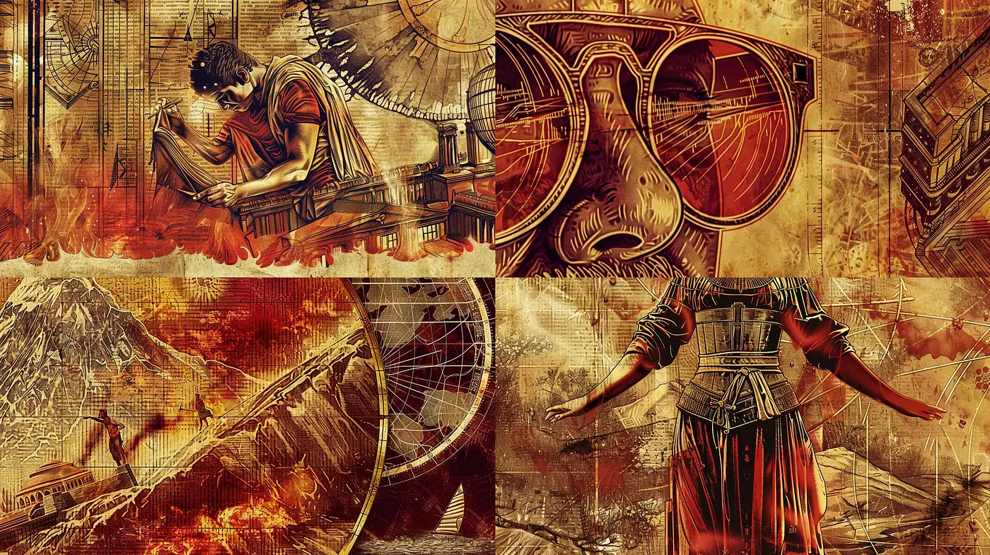 Rustic Sepia-Toned Mechanical Dreamscape - Midjourney sref style