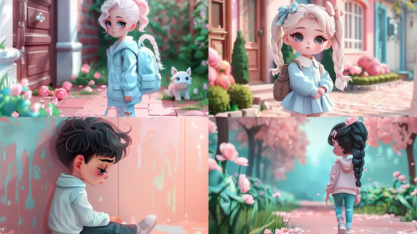Whimsical Blush: A Consistent Exploration of Pastel Playfulness and Dreamy Anime Expressions - Midjourney sref style