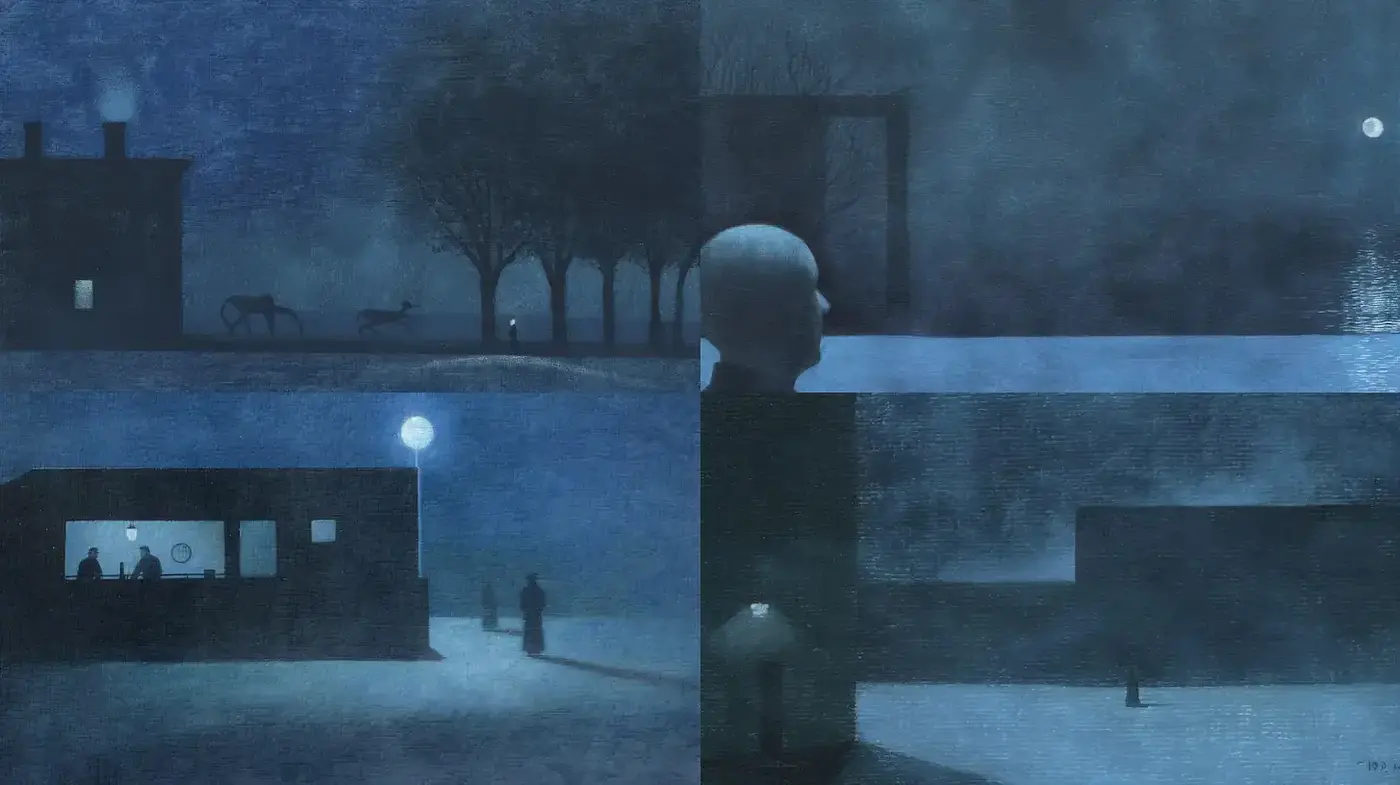 Mysterious atmospheric night scenes with a surreal edge - Midjourney sref style