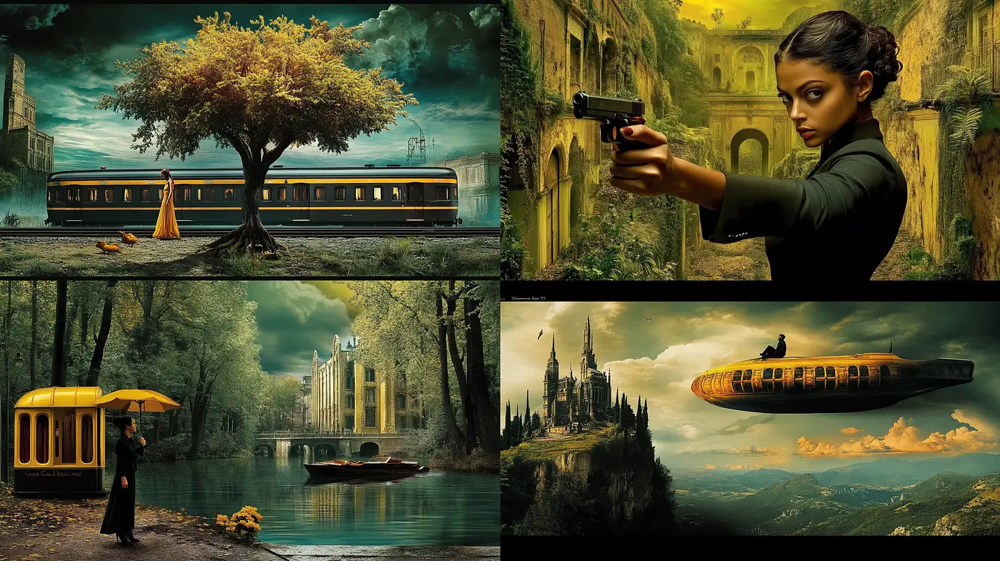 Cinematic Synchrony in Sepia Tones: A Study of Style Consistency Across Varied Scenes - Midjourney sref style