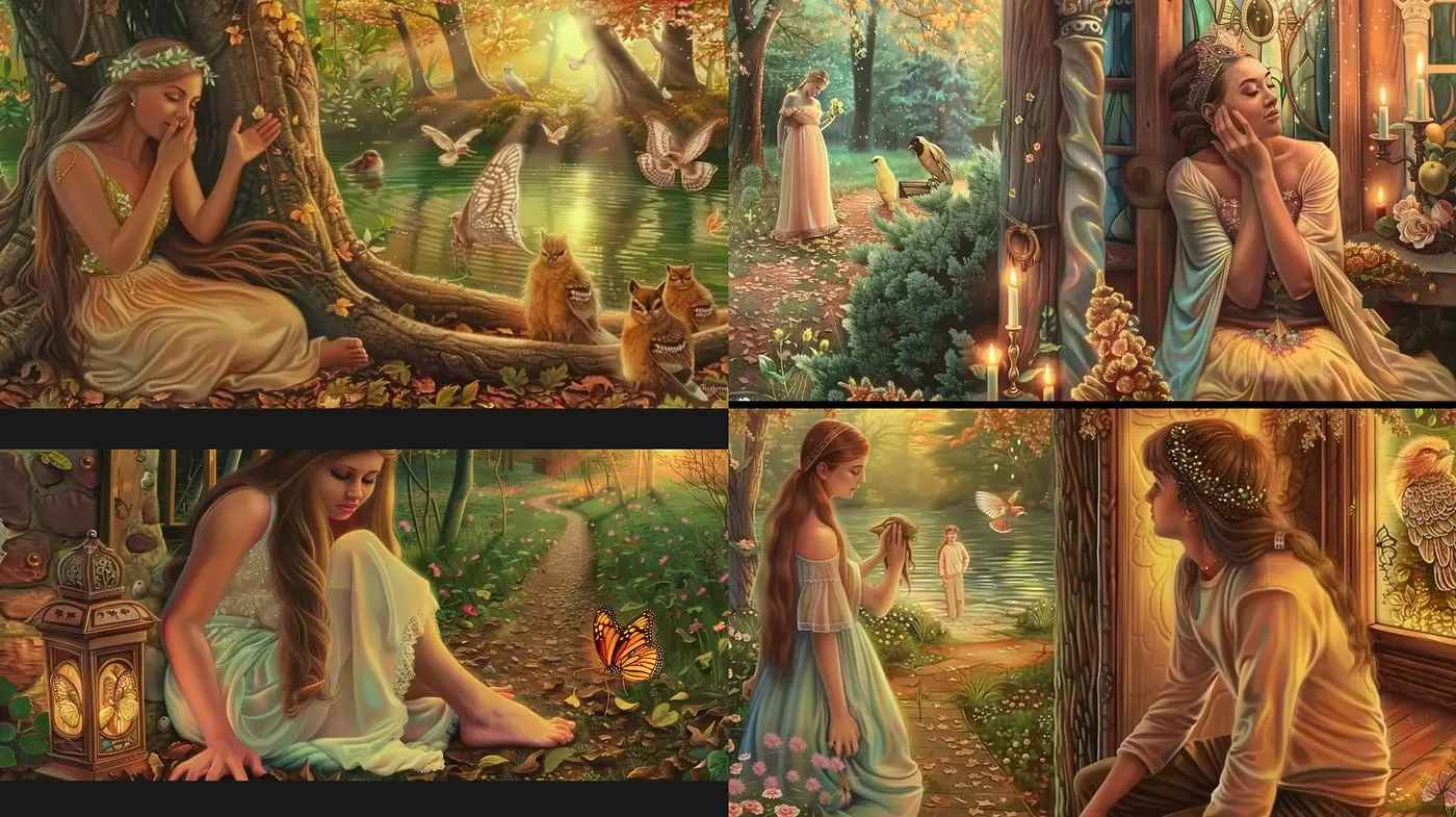 Enchanted Forest Whimsy: A Tapestry of Warm Hues and Detailed Textures - Midjourney sref style