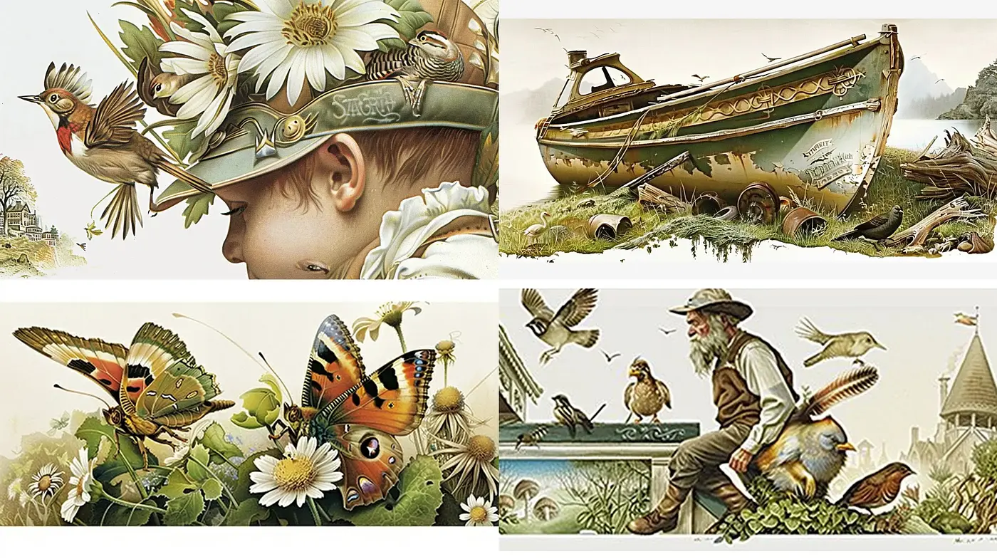 Idyllic Pastoral Scenes with a Vibrant Naturalist Touch - Midjourney sref style
