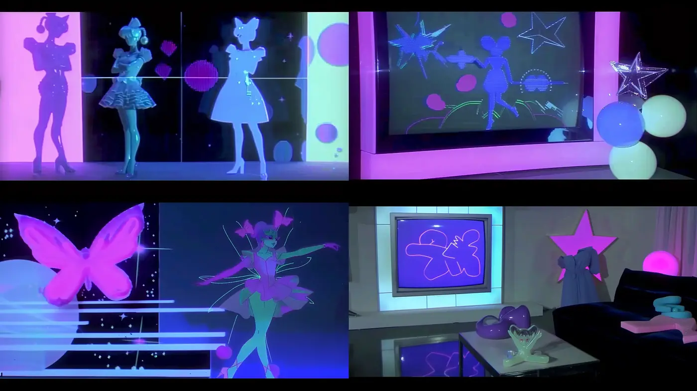 Neon Fantasy: A Luminous Homage to Retrofuturism and Cyberpunk - Midjourney sref style