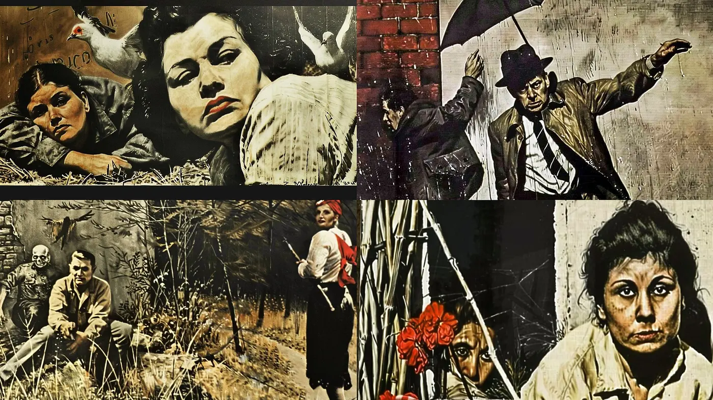Weathered Expressions: A Homage to Cinematic Realism and Textured Nostalgia - Midjourney sref style