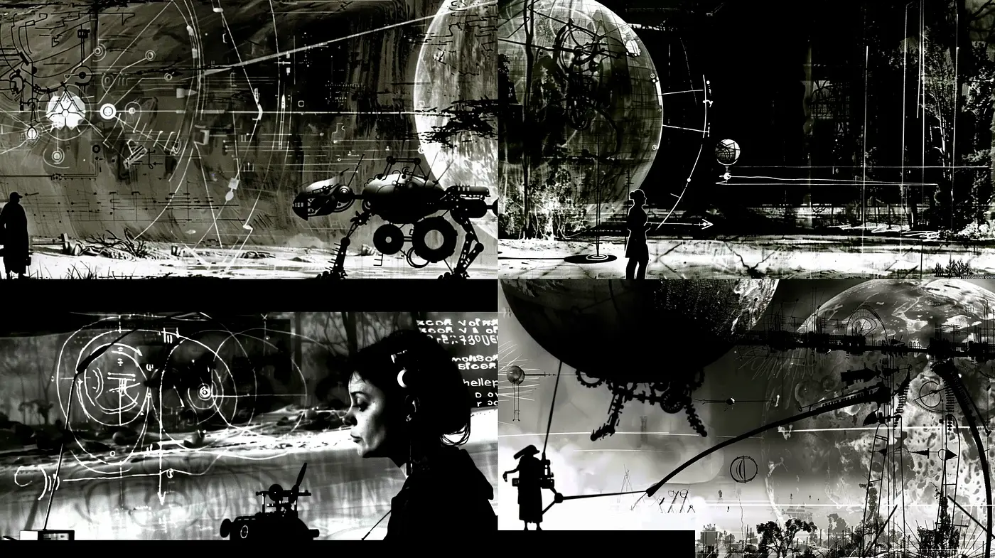 Abstract Expressionist Fusion with a Cybernetic Twist - Midjourney sref style