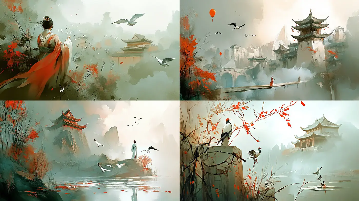 Ethereal East Asian-Inspired Dreamscapes - Midjourney sref style