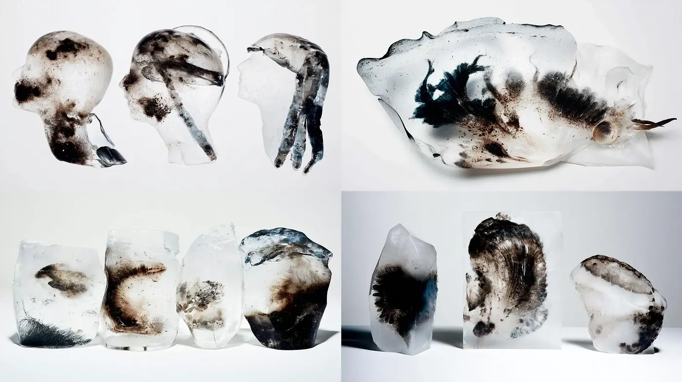Translucent Sculptural Forms with Organic Elements - Midjourney sref style
