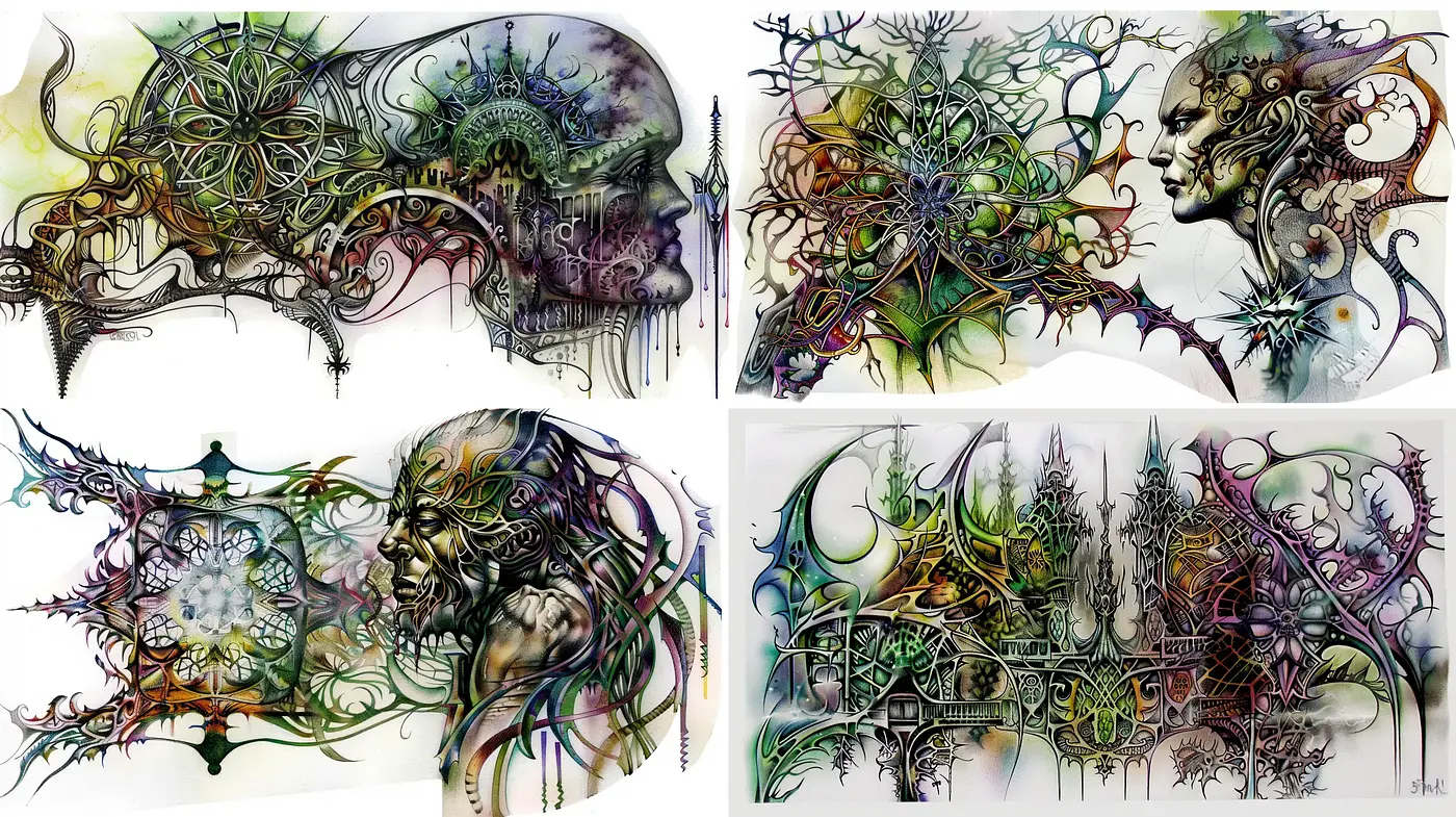 Ethereal Dreamscape Fusion of Biomorphism and Surrealism - Midjourney sref style