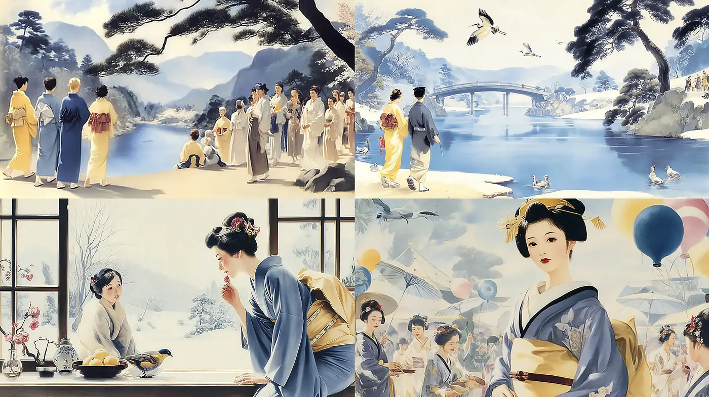 Elegant and Serene Depiction of Traditional Japanese Life - Midjourney sref style