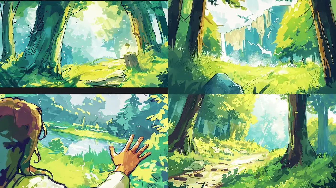 Vibrant and Lush Nature Illustrations Infused with an Imaginative Touch - Midjourney sref style